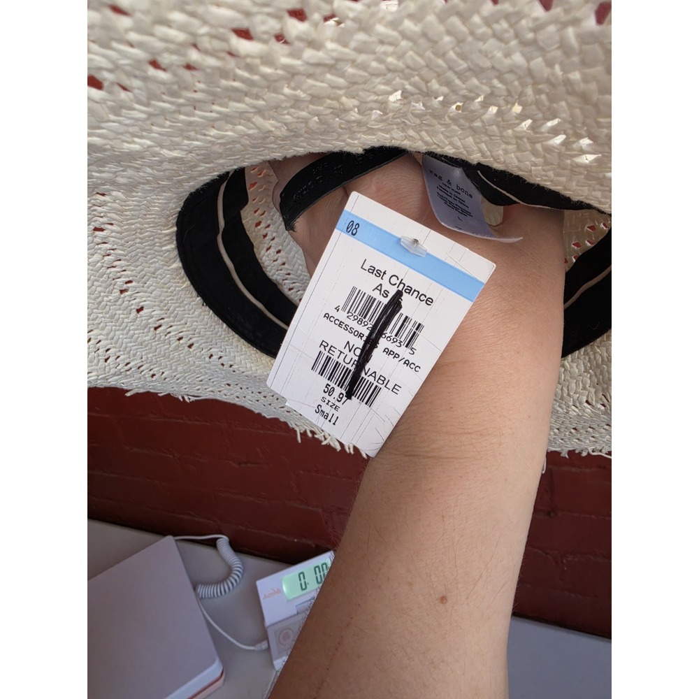 NWT New Rag & Bone Straw Hat Women's Nordstrom L Large Off White Cream - Picture 5 of 8